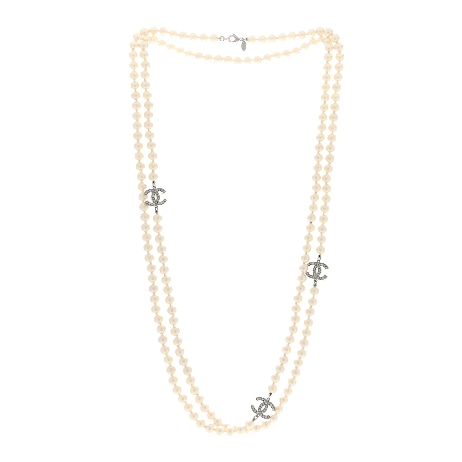 Chanel Pearl Resin CC Long Necklace Gold 2 of 4