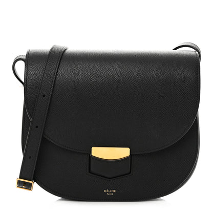 Celine Grained Calfskin Medium Trotteur Black 1 of 15