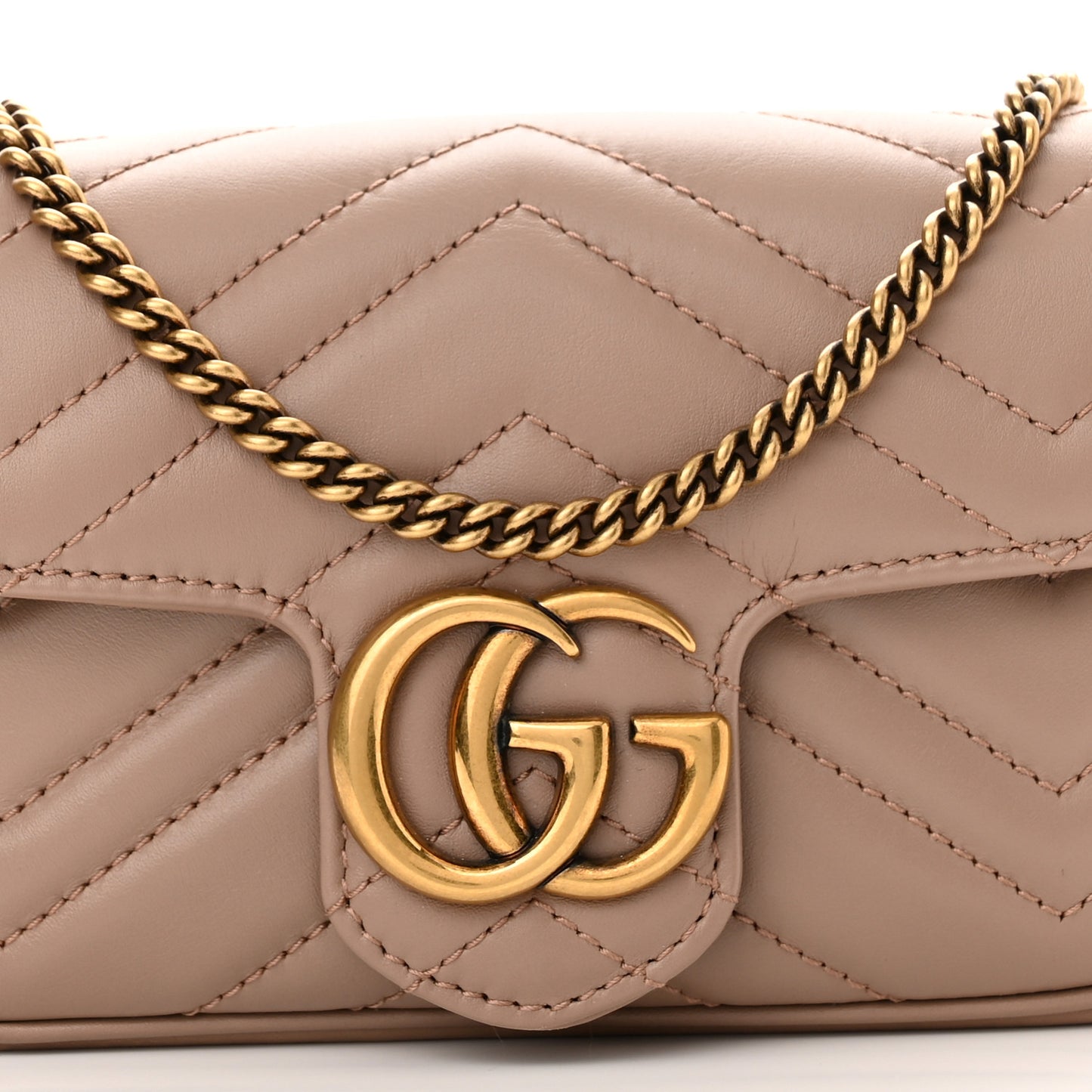Calfskin Matelasse Super Mini GG Marmont Shoulder Bag Porcelain Rose