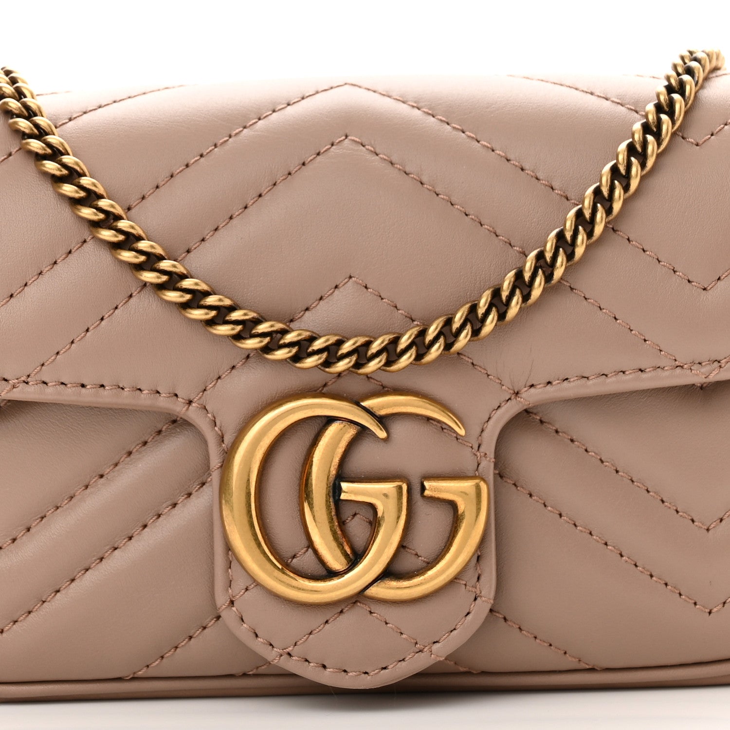 Gucci Calfskin Matelasse Super Mini GG Marmont Shoulder Bag Porcelain Rose 8 of 10