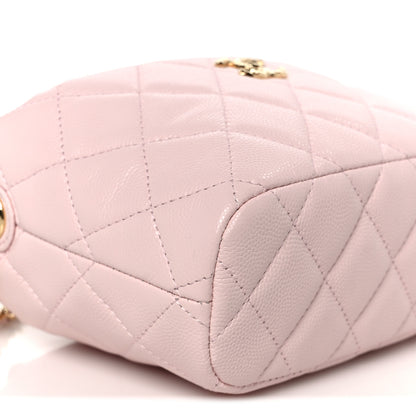 Chanel Shiny Caviar Hobo Clutch With Chain Light Pink 9 of 11