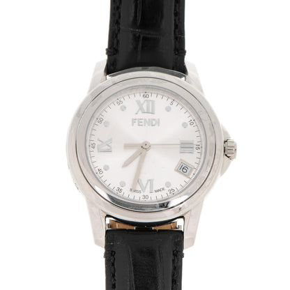 Fendi Stainless Steel Alligator 37mm 2200M Round Loop Quartz Watch Black 1 of 9