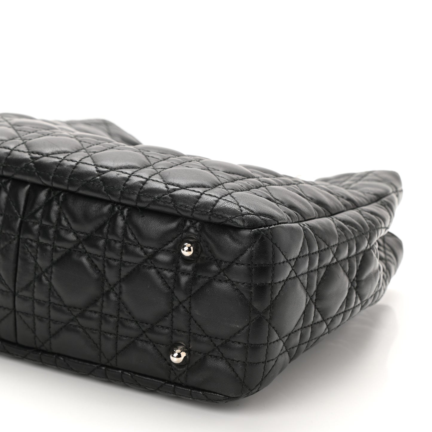 Lambskin Cannage Small Lock Tote Black