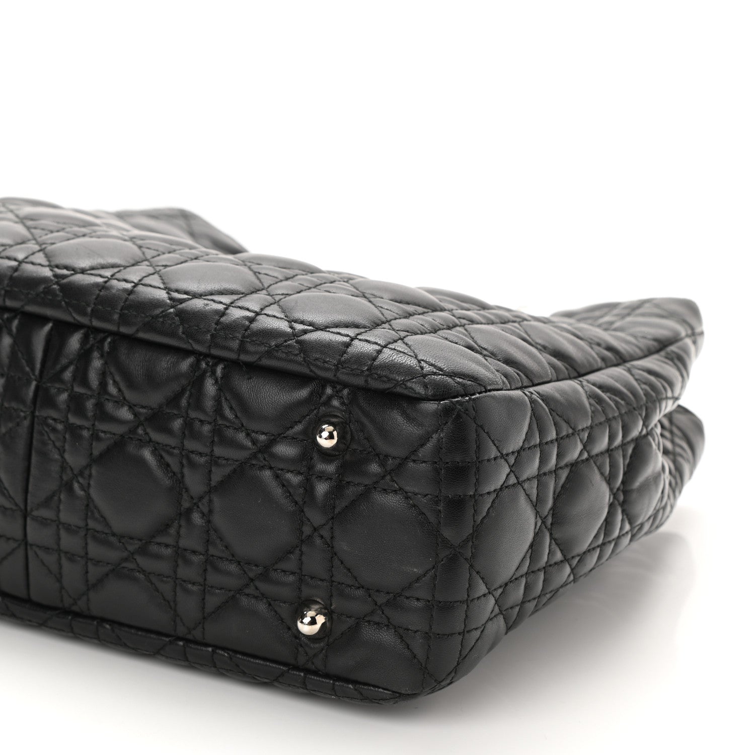 Christian Dior Lambskin Cannage Small Lock Tote Black 7 of 7