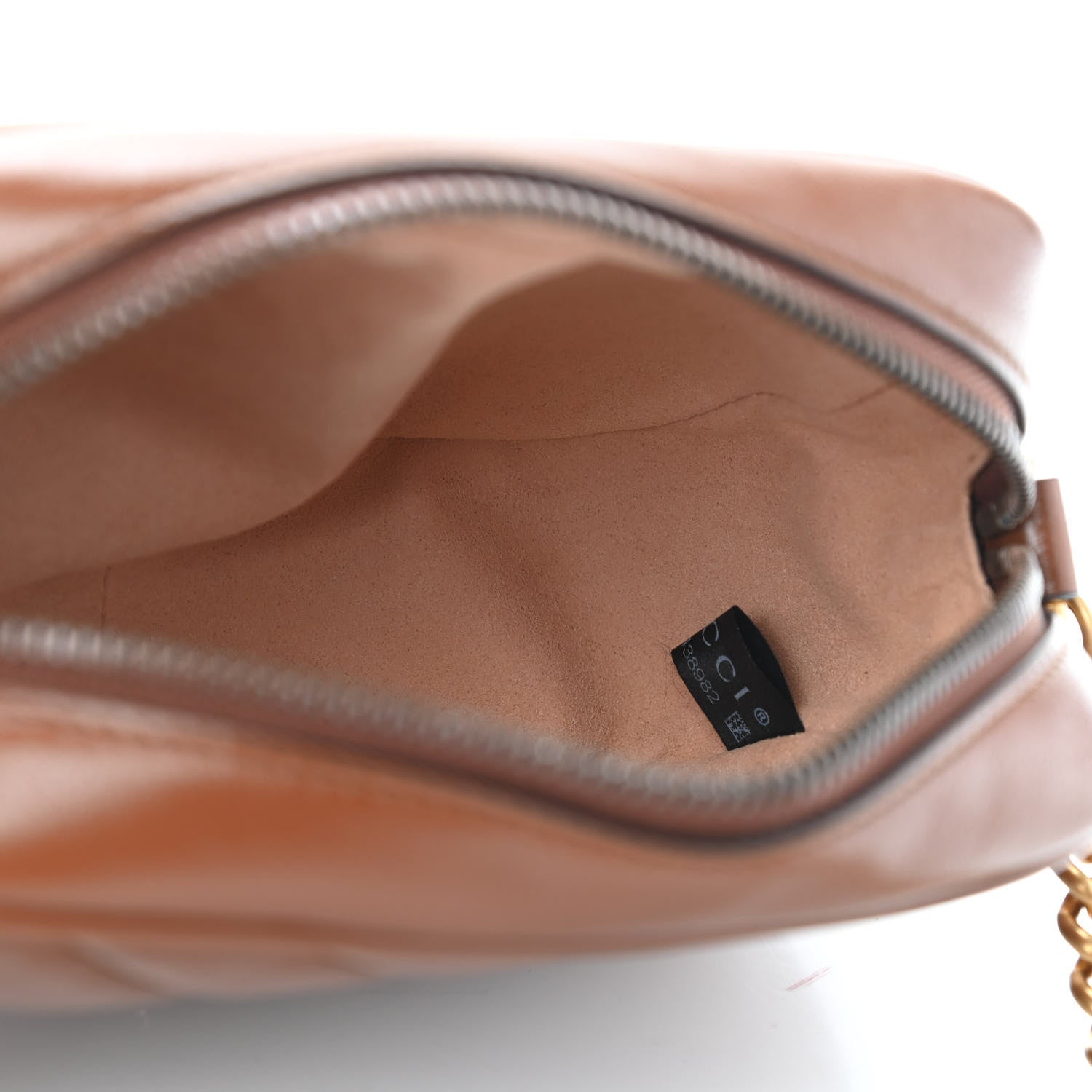 Gucci Glazed Calfskin Matelasse Diagonal Mini GG Marmont Chain Shoulder Bag Cuir 4 of 4