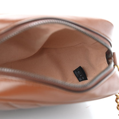 Gucci Glazed Calfskin Matelasse Diagonal Mini GG Marmont Chain Shoulder Bag Cuir 4 of 4