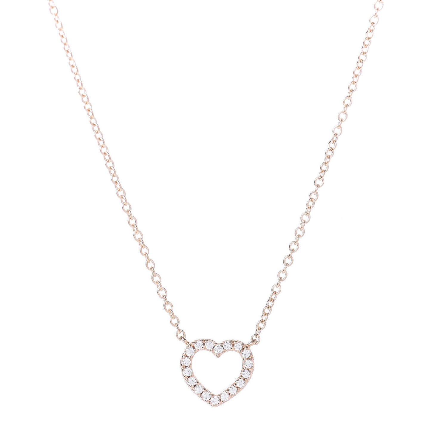 18K Rose Gold Diamond Metro Heart Pendant Necklace