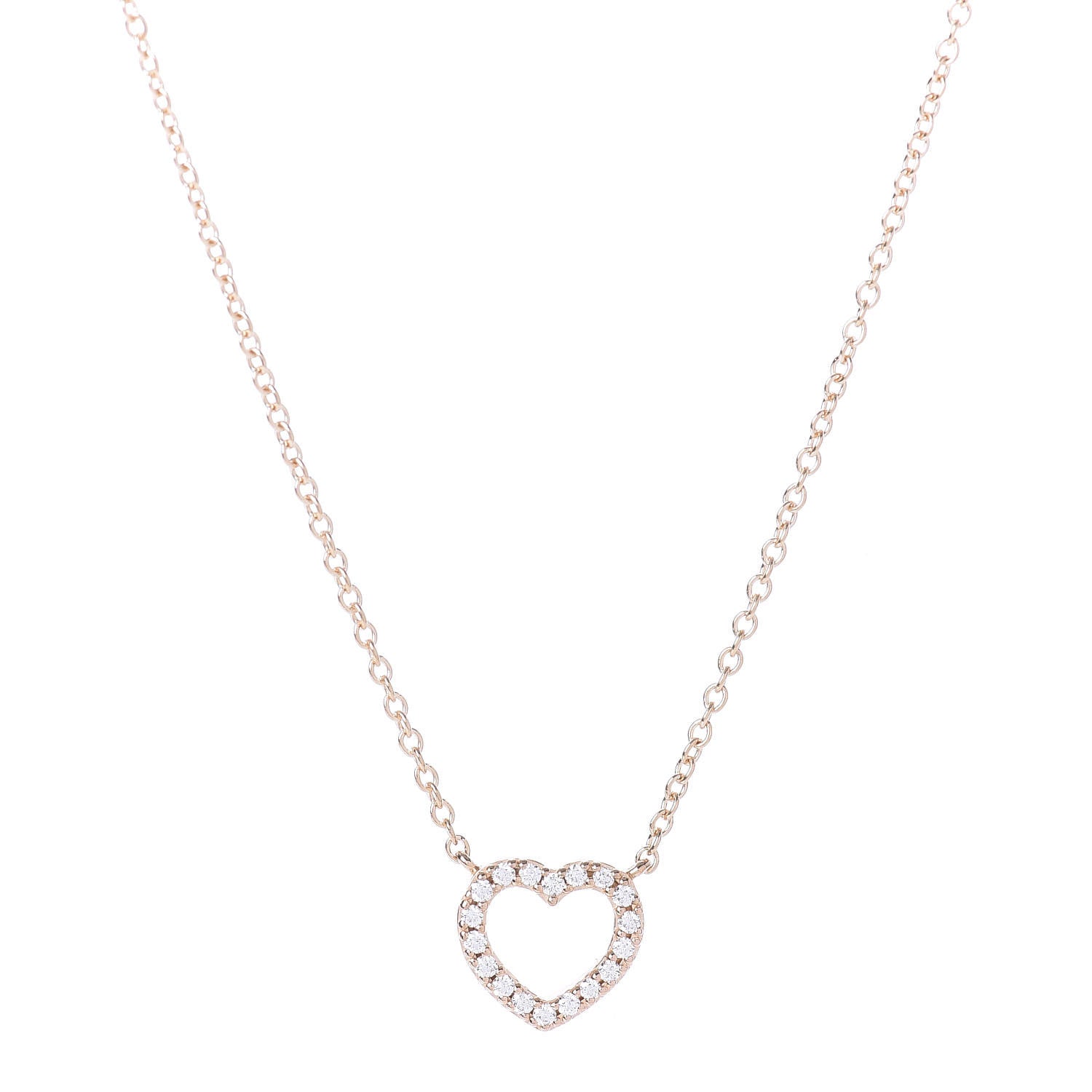Tiffany 18K Rose Gold Diamond Metro Heart Pendant Necklace 4 of 6