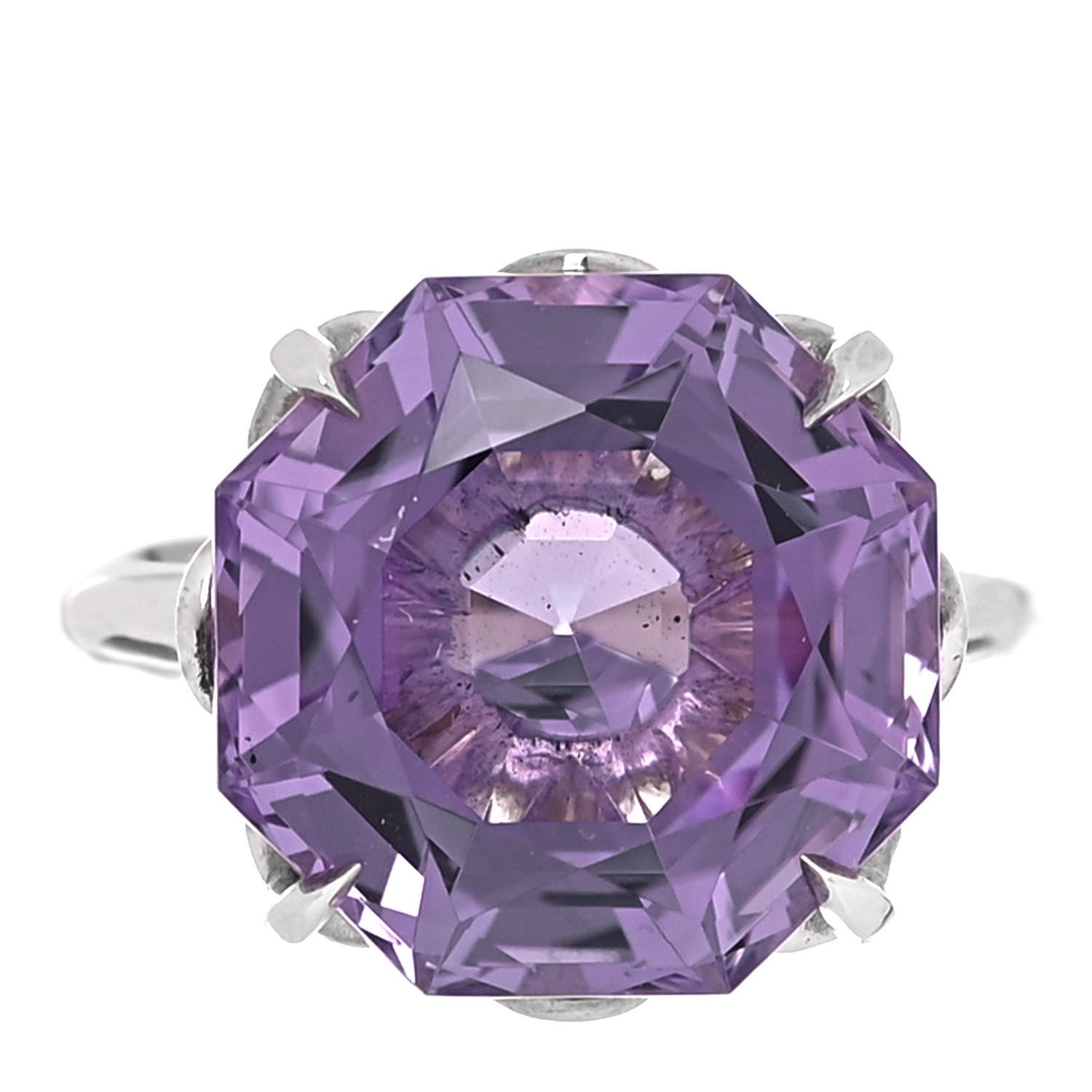 Tiffany Sterling Silver Amethyst Sparklers Octagonal Cocktail Ring 47 4 1 of 6