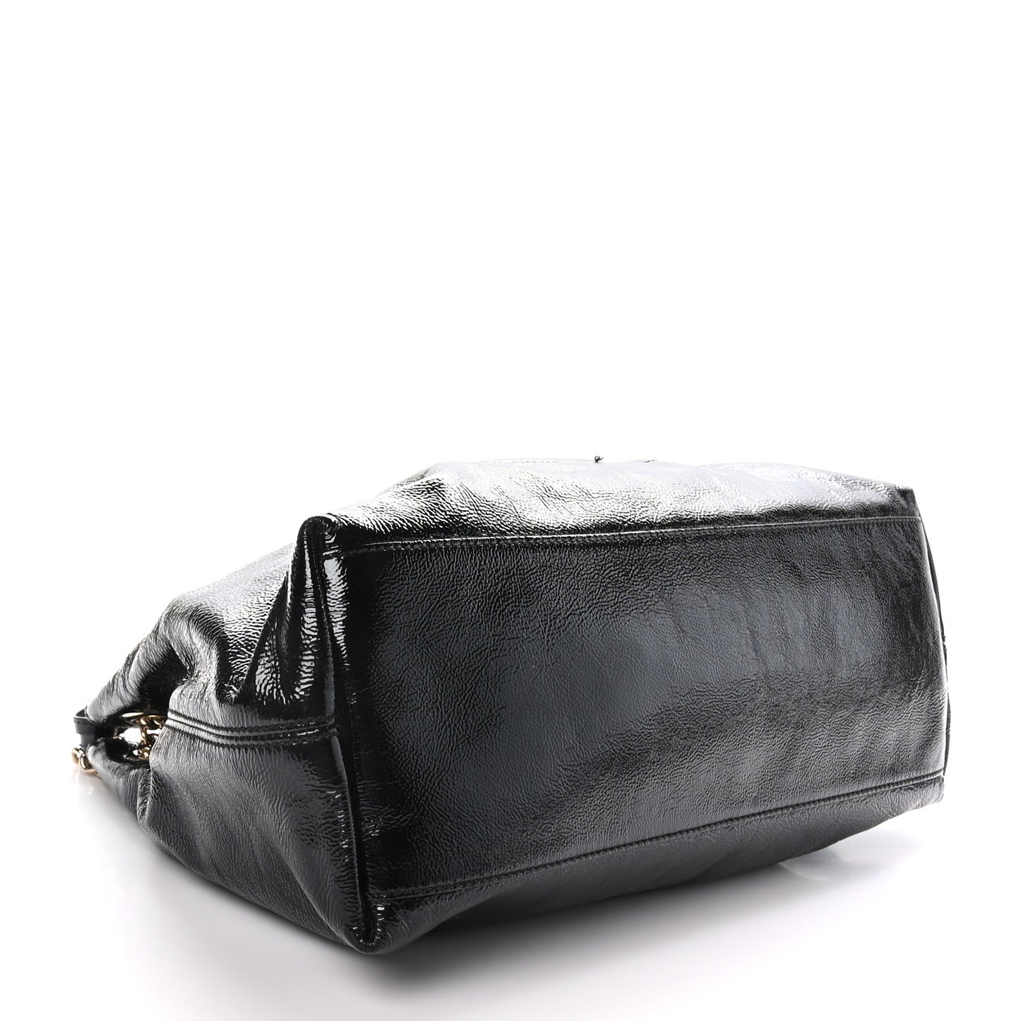 Patent Medium Soho Chain Shoulder Bag Black