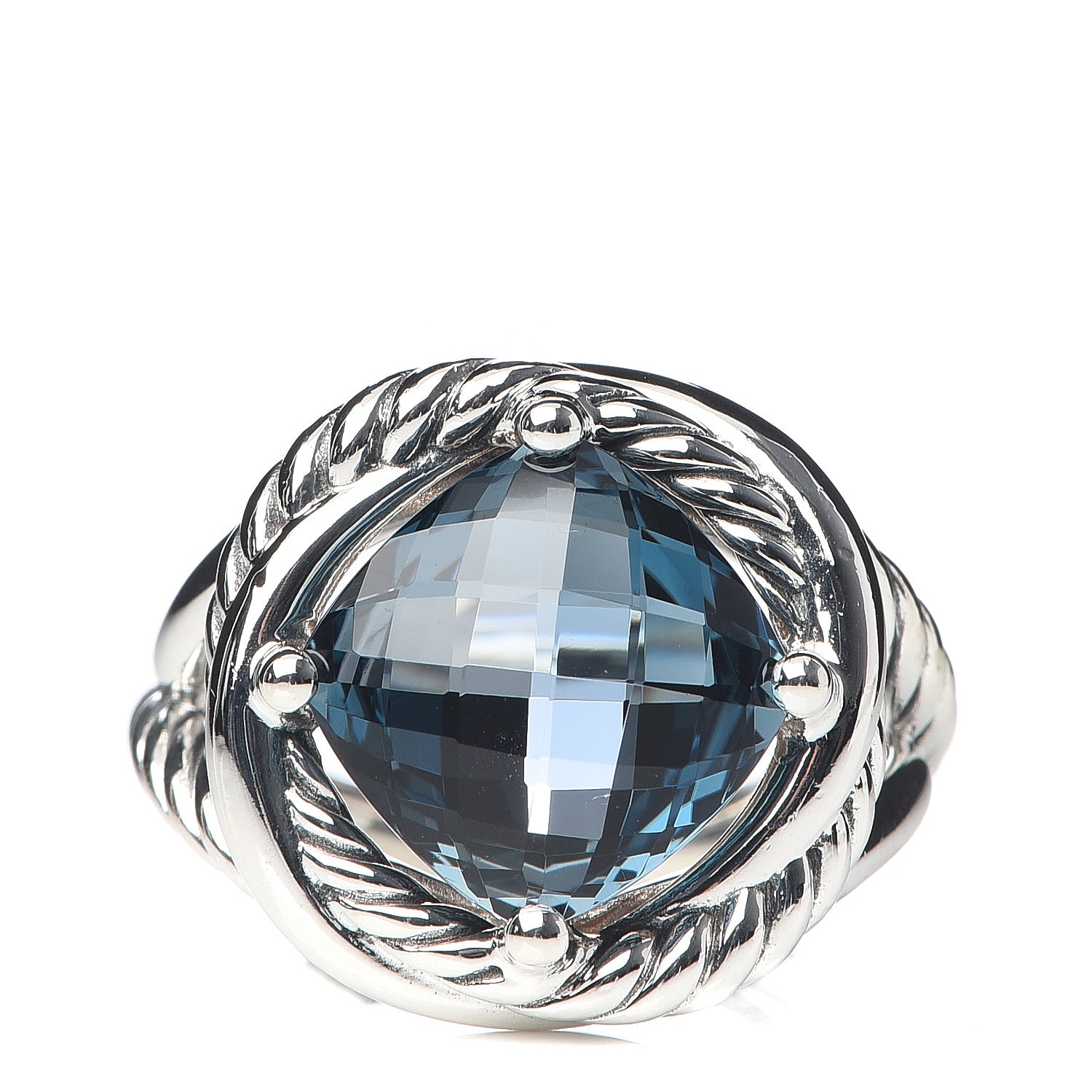 David Yurman Sterling Silver Hampton Blue Topaz 11mm Infinity Ring 54 7 1 of 5
