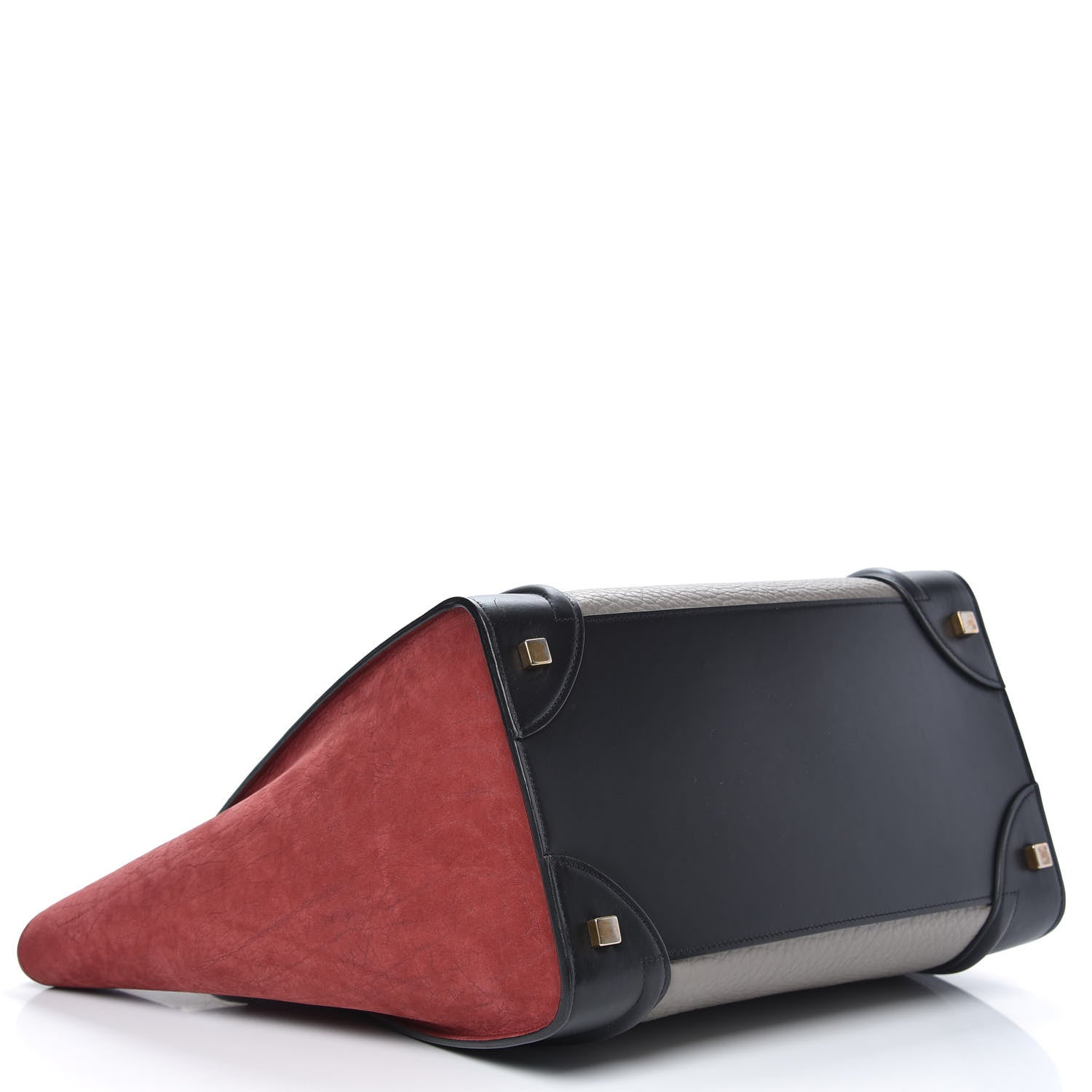 Celine Bullhide Calfskin Suede Mini Tri-Color Luggage Dark Ruby 4 of 13