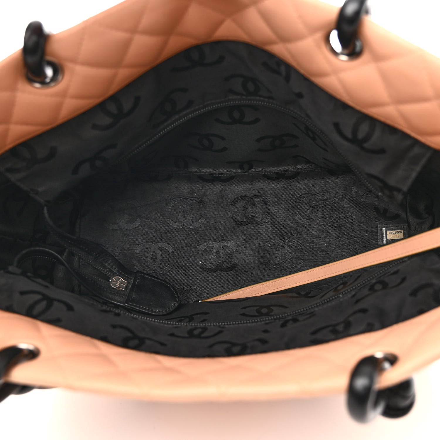 Chanel Calfskin Quilted Large Cambon Tote Beige Black 5 of 10