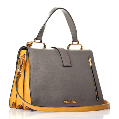 Miu Miu Goatskin Bandoliera Madras Bi-Color Shoulder Bag Argilla Soleil 4 of 12