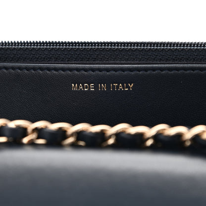 Chanel Lambskin Quilted Trendy CC Wallet On Chain WOC Navy 7 of 13