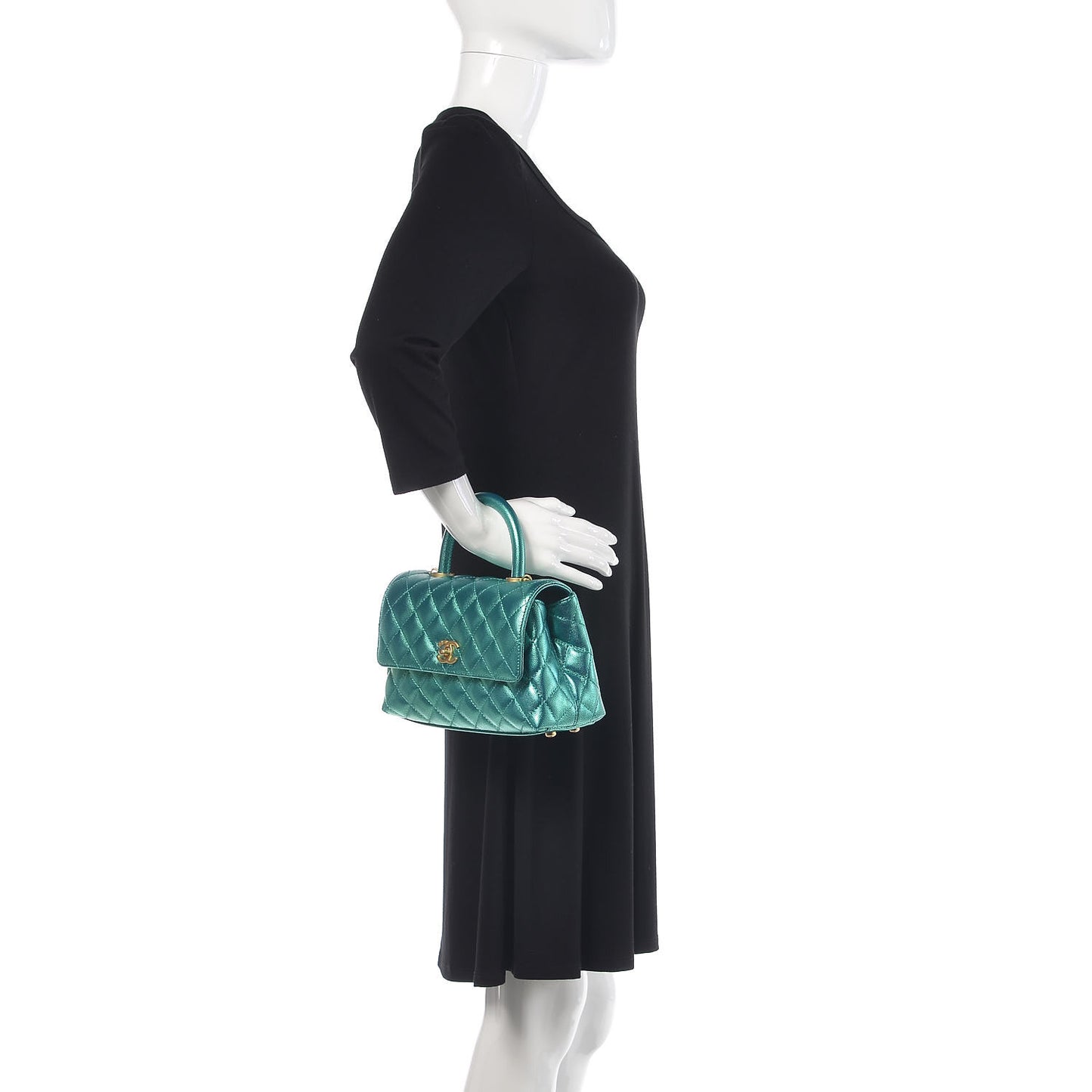 Metallic Caviar Quilted Mini Coco Handle Flap Blue