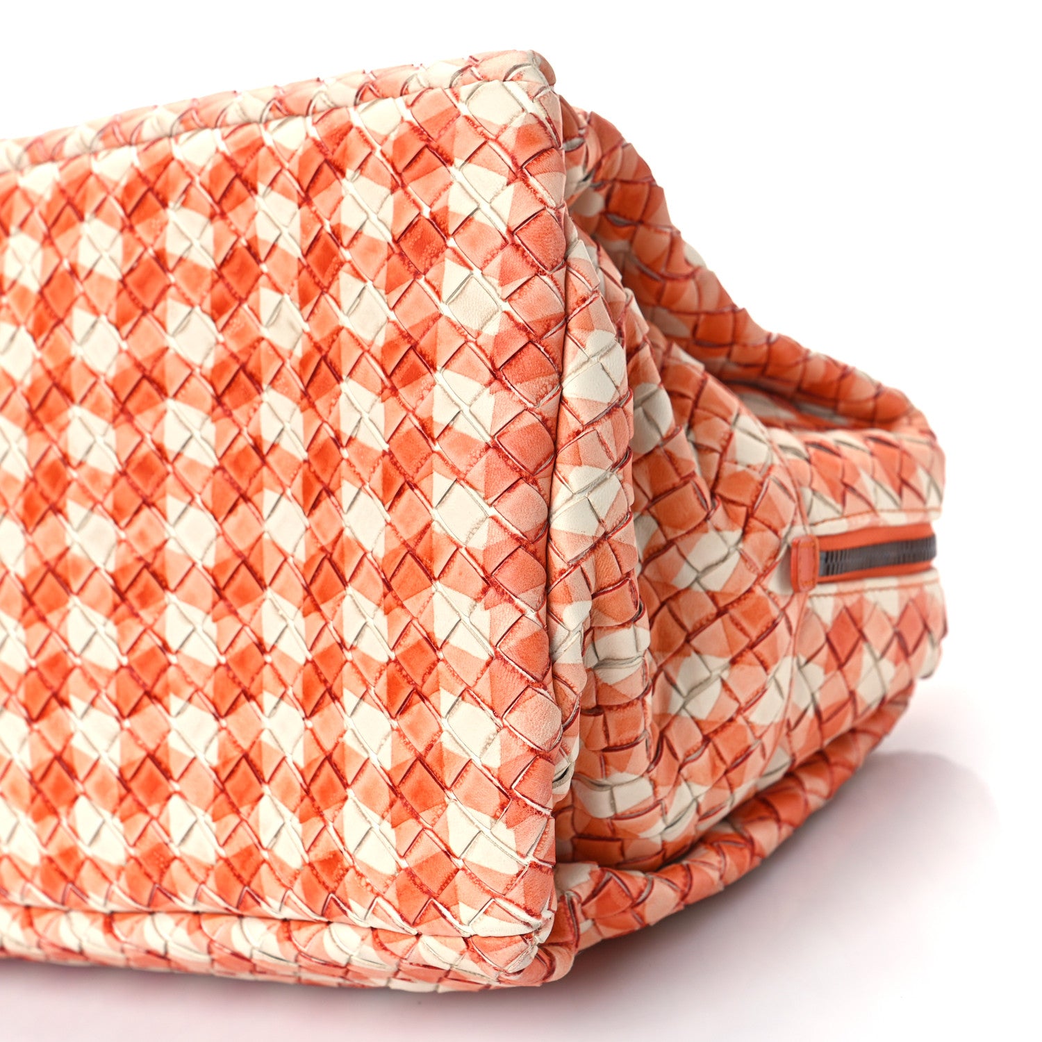 Bottega Veneta Nappa Intrecciato Gingham Boston White Orange 8 of 8