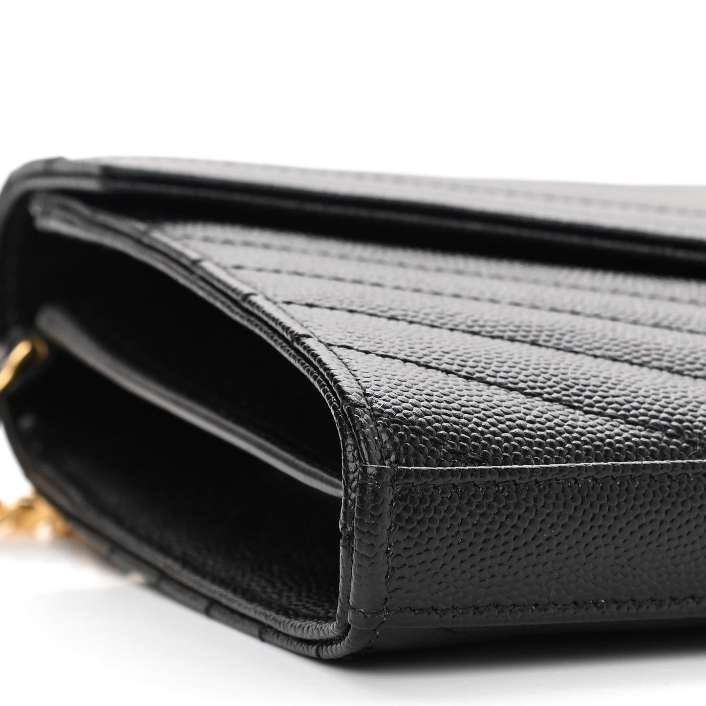 Grain De Poudre Matelasse Chevron Monogram Chain Wallet Black