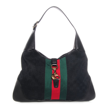 Gucci Monogram Web Jackie O Bouvier Hobo Black 1 of 7