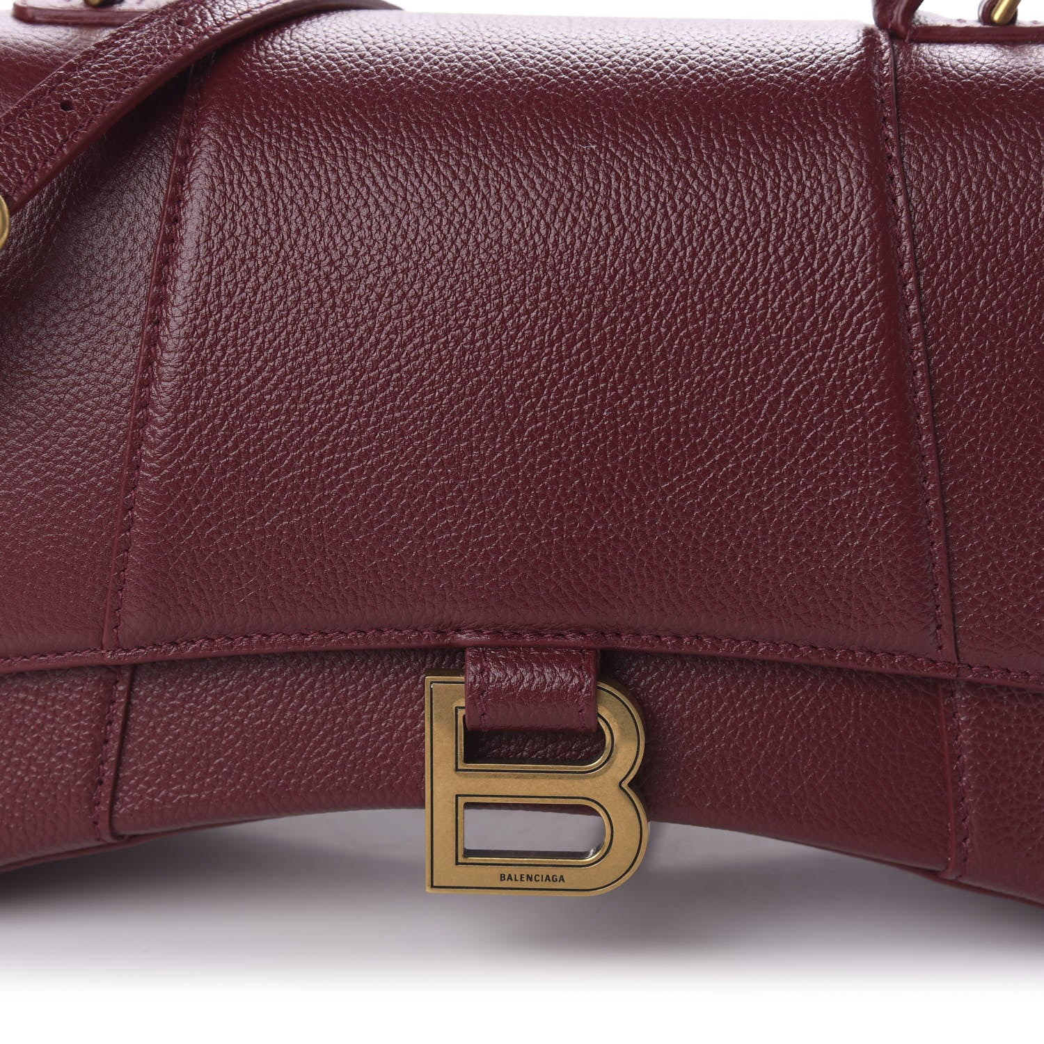 Balenciaga Grained Calfskin Small Hourglass Top Handle Bag Dark Red 9 of 9