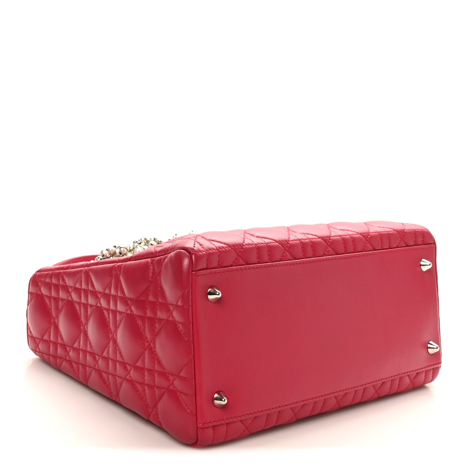 Christian Dior Lambskin Cannage Medium Pearl Lady Dior Dark Pink 4 of 11