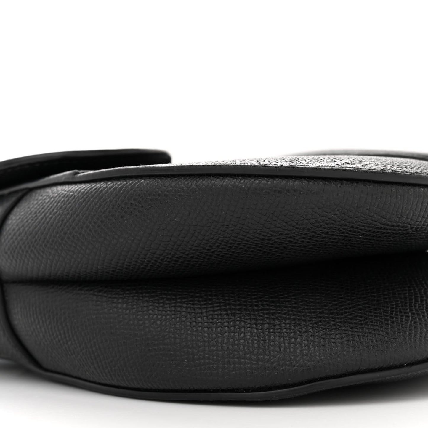 CHRISTIAN DIOR Grained Calfskin Saddle Bag With Strap Black