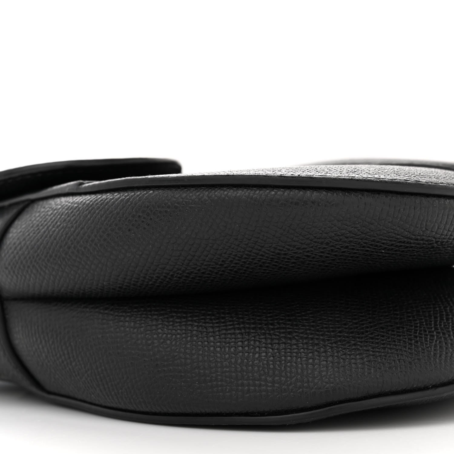 Christian Dior CHRISTIAN DIOR Grained Calfskin Saddle Bag With Strap Black 9 of 18