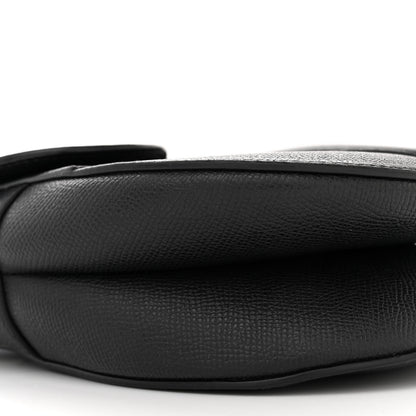 Christian Dior CHRISTIAN DIOR Grained Calfskin Saddle Bag With Strap Black 9 of 18