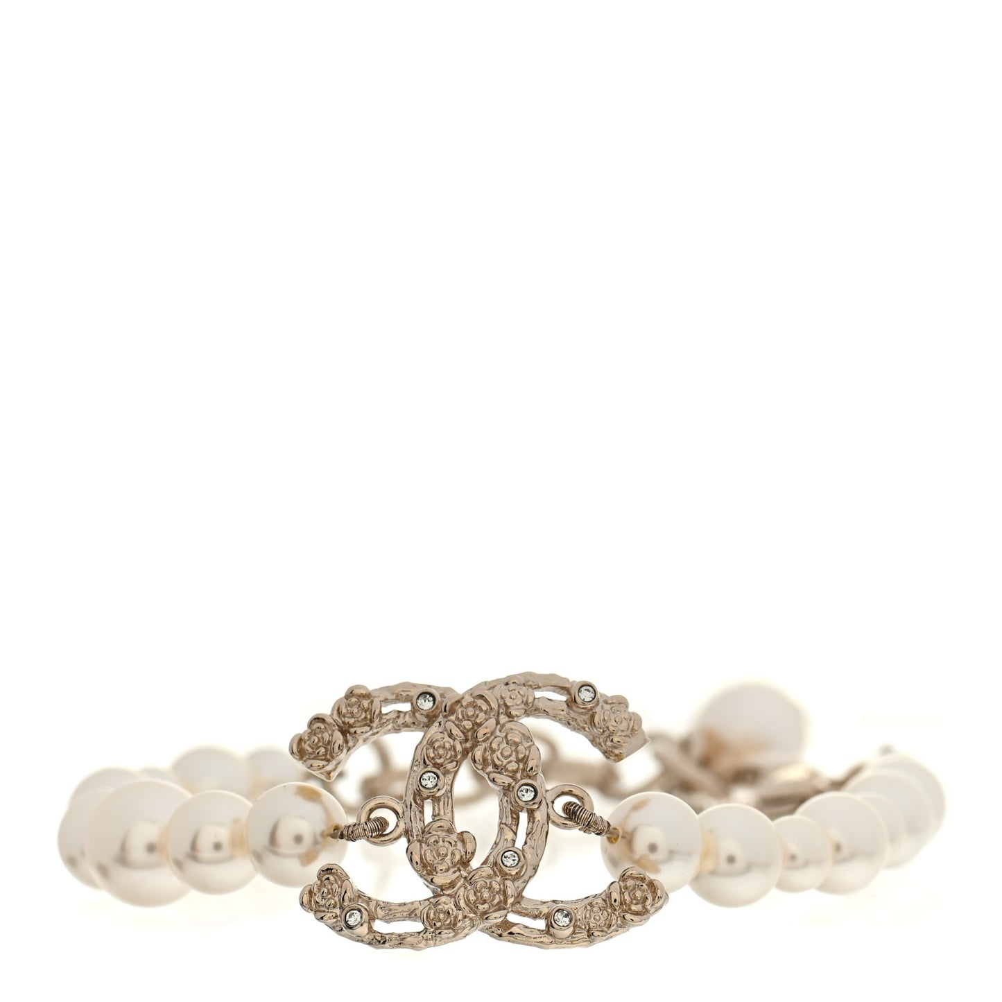 Pearl Crystal CC Bracelet Gold
