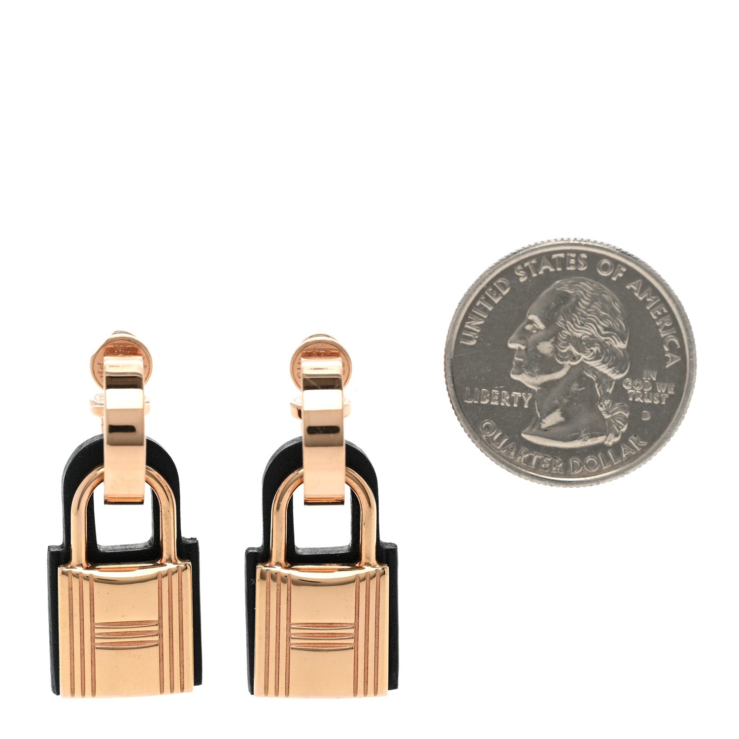 Hermes Rose Gold Swift O'Kelly Earrings Black 2 of 6