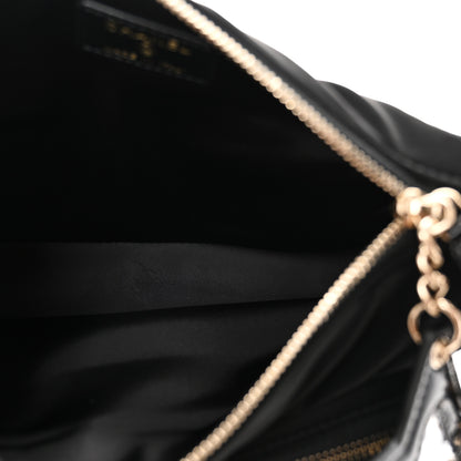 Chanel Velvet Effect Nylon Shiny Crumpled Calfskin Quilted Chanel 25 Clutch With Chain Black 5 of 10