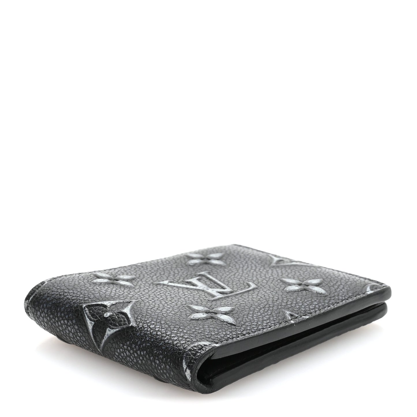 Cowhide Faded Monogram Slender Wallet Charcoal
