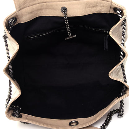 Saint Laurent Vintage Lambskin Chevron Monogram Medium Nolita Light Taupe 3 of 4