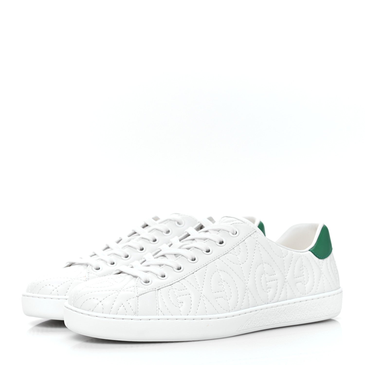 Gucci Nappa G Rhombus Mens Ace Sneakers 6.5 Great White Green 3 of 8