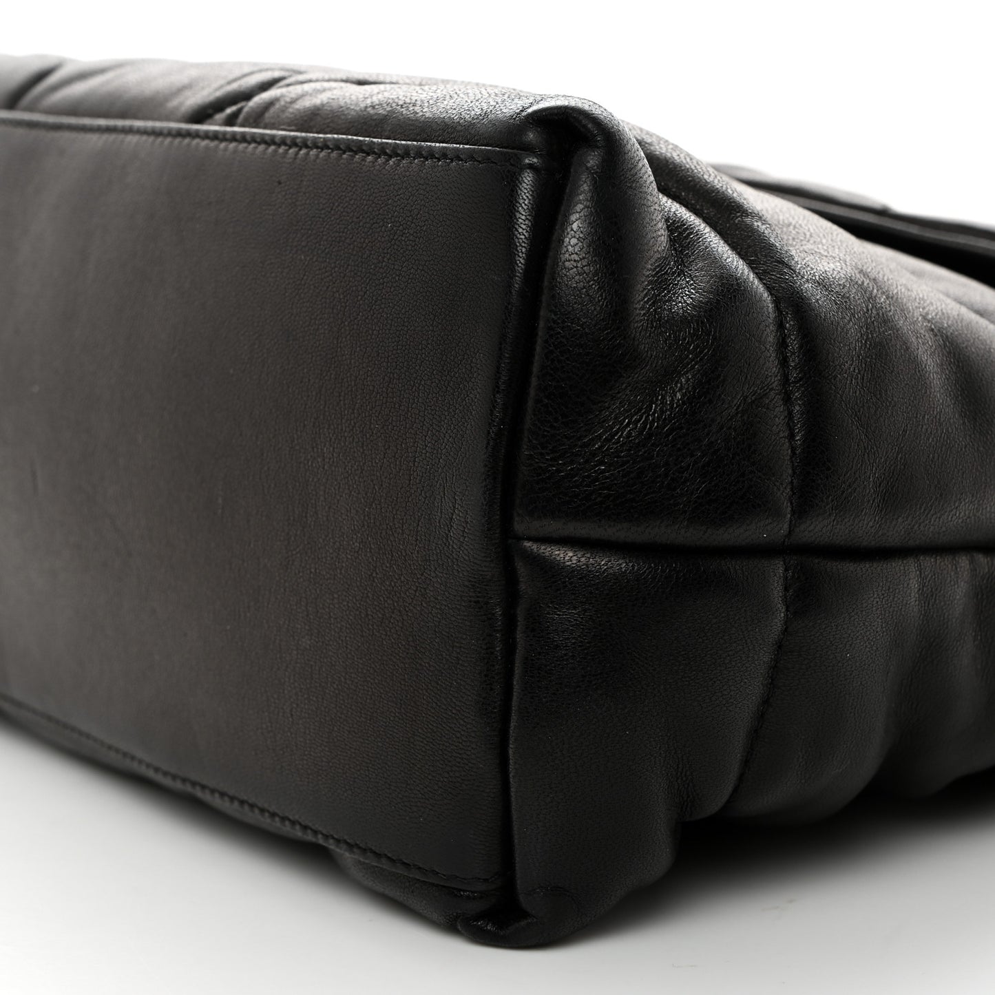Lambskin Quilted Medium Loulou Puffer Monogram Chain Satchel Black