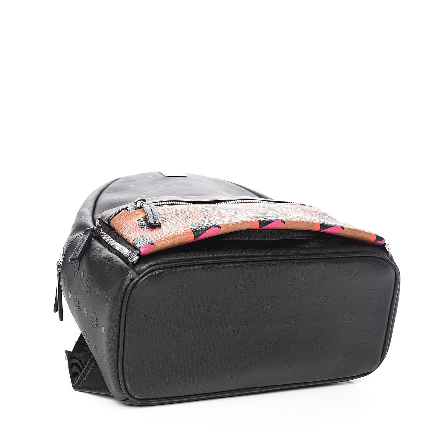 Coated Canvas Diamond Print Small Backpack Black