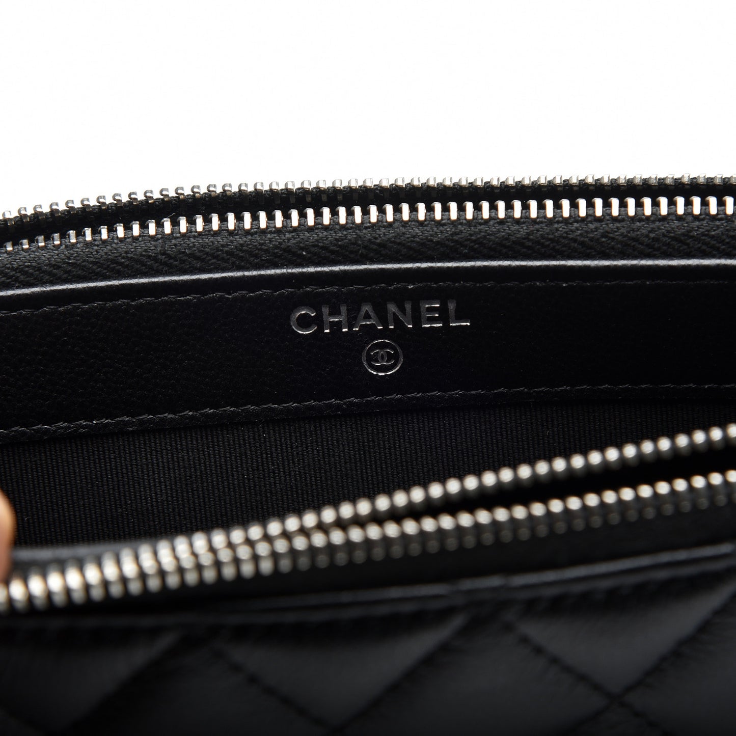 Grained Calfskin Quilted CC Box Clutch With Chain Black