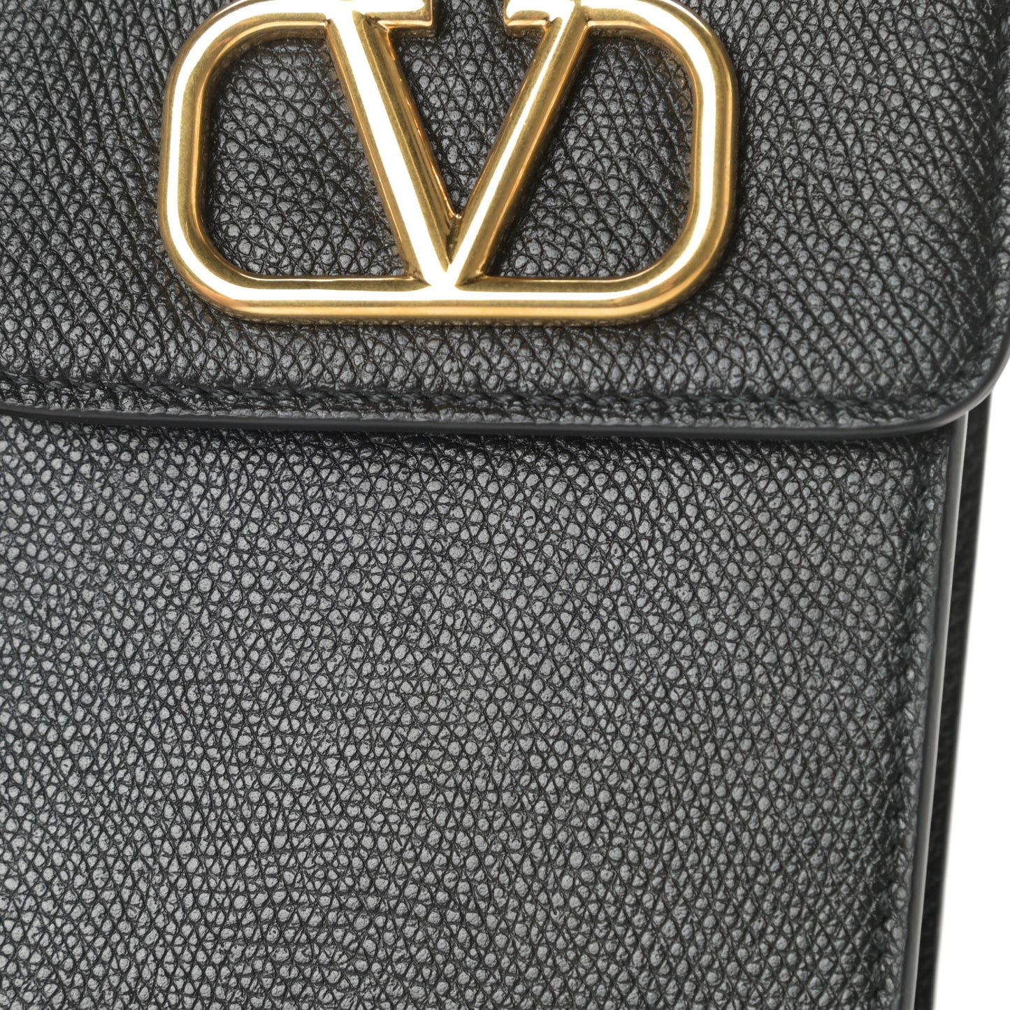 Calfskin Vlogo Phone Pouch Black