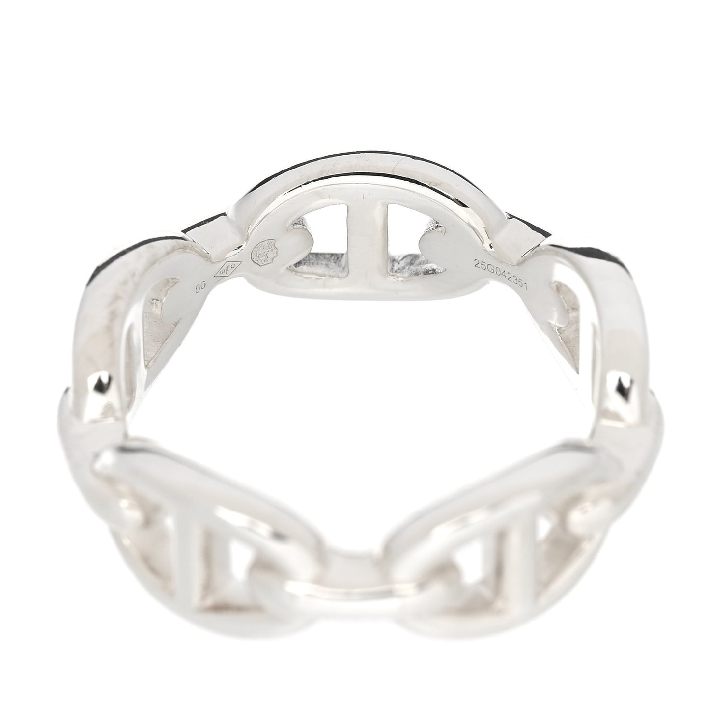 Sterling Silver PM Chaine d'Ancre Enchainee Band Ring 56 7.5