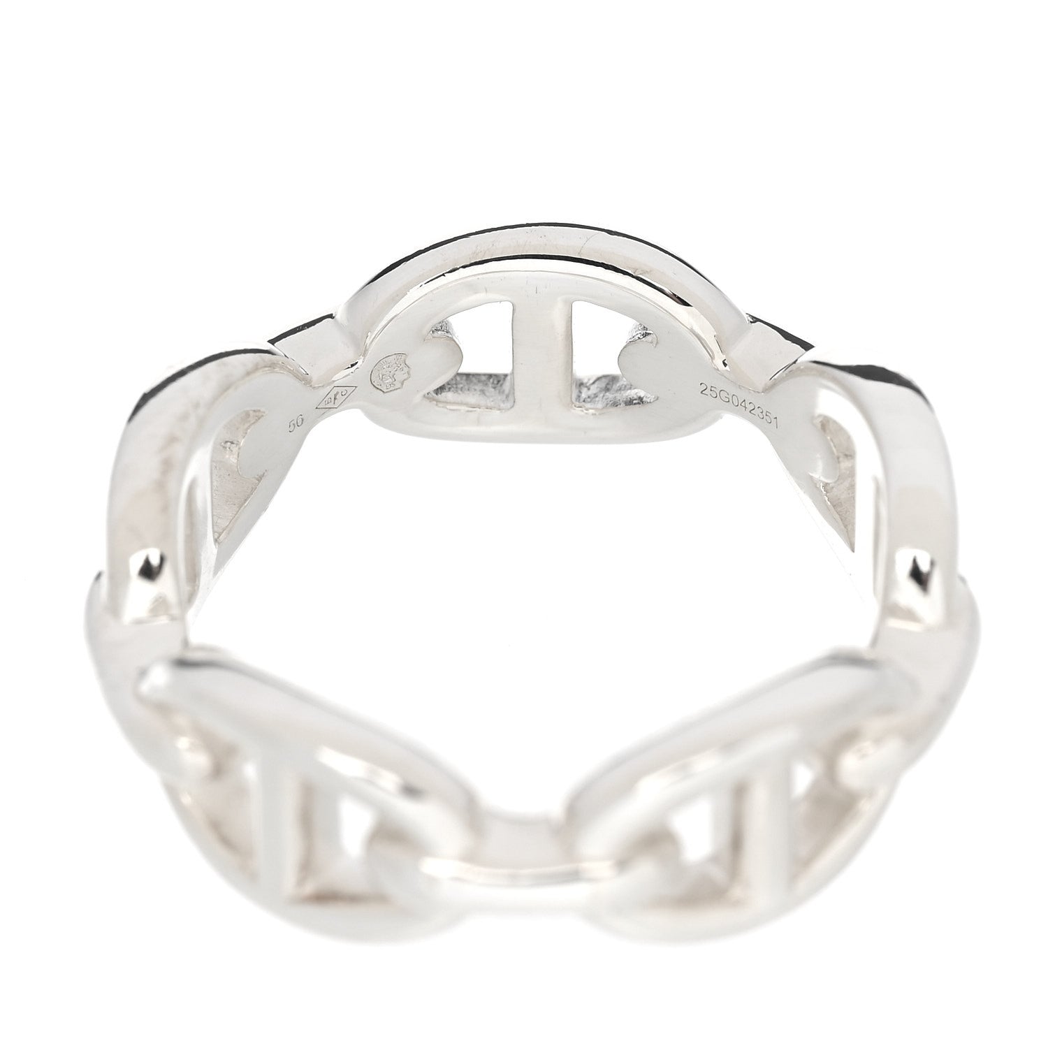 Hermes Sterling Silver PM Chaine d'Ancre Enchainee Band Ring 56 7.5 5 of 7