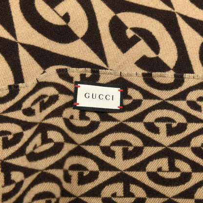 Gucci Wool Cotton Jacquard G Rhombus Scarf Beige Brown 3 of 4