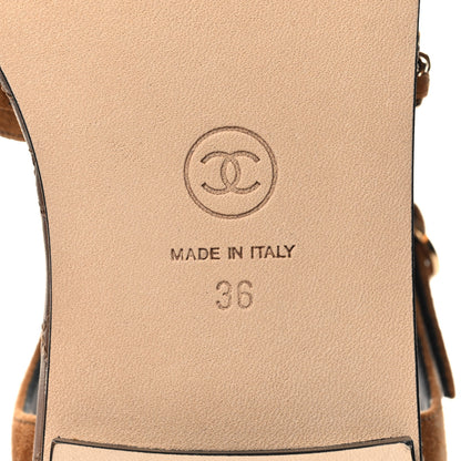 Chanel Suede Calfskin Chain Sandals 36 Brown 7 of 8