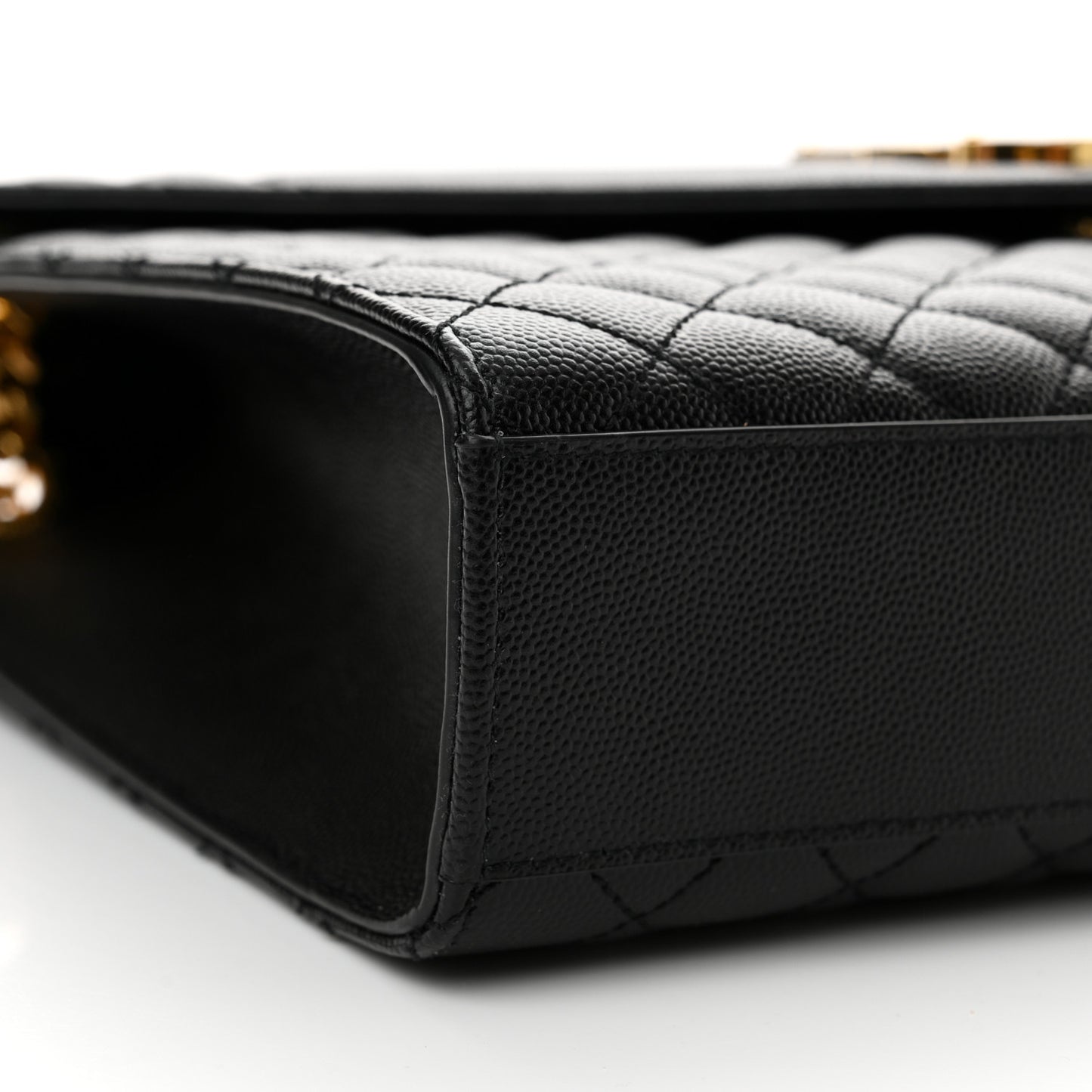 Grain De Poudre Textured Mixed Matelasse Large Triquilt Monogram Satchel Black