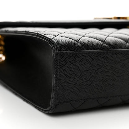 Saint Laurent Grain De Poudre Textured Mixed Matelasse Large Triquilt Monogram Satchel Black 9 of 10