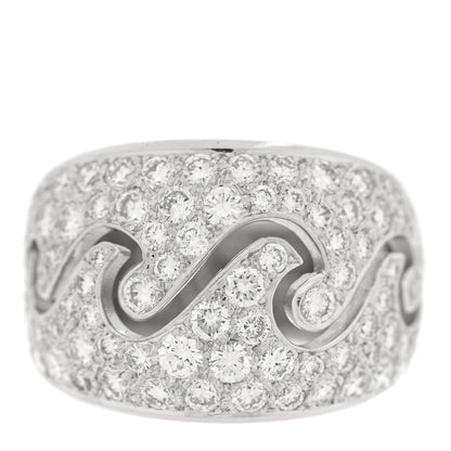 Van Cleef & Arpels 18K White Gold Diamond Pave Wave Ring 52 6 1 of 4