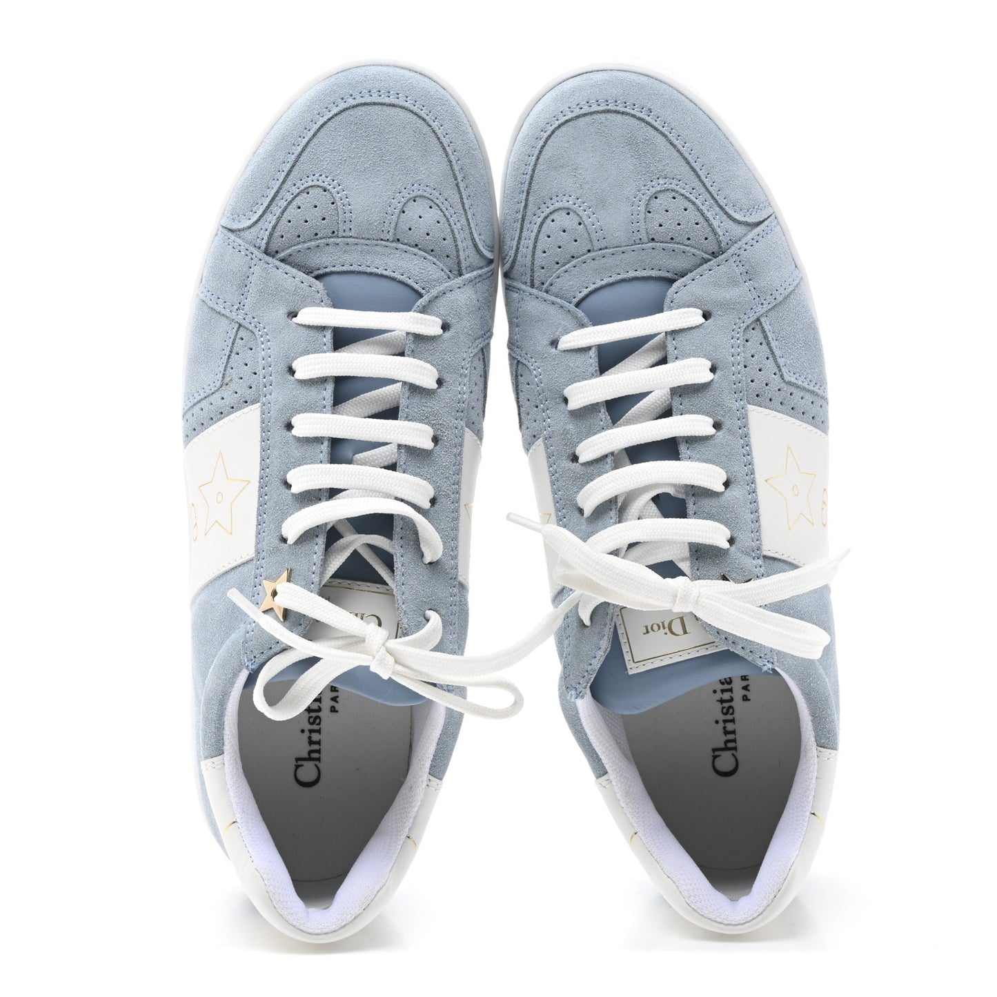 Calfskin Suede Dior Star Low Top Sneakers 38 Blue