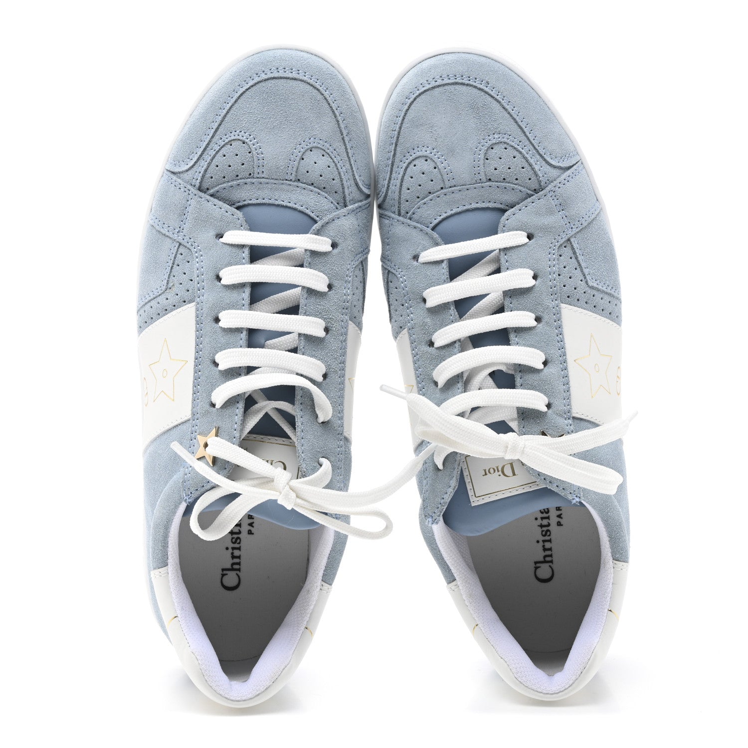 Christian Dior Calfskin Suede Dior Star Low Top Sneakers 38 Blue 2 of 9