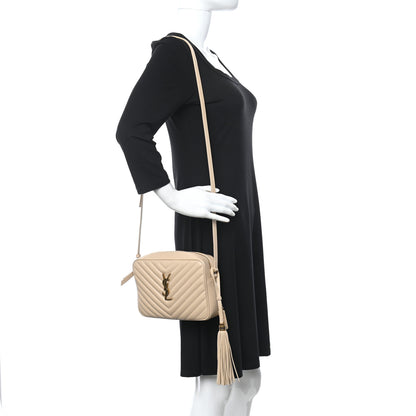 Saint Laurent Calfskin Matelasse Monogram Lou Camera Bag Dark Beige 2 of 11