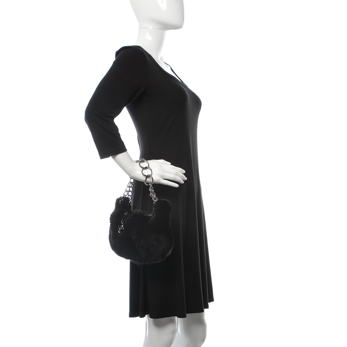 Lapin Rabbit Fur Shoulder Bag Black