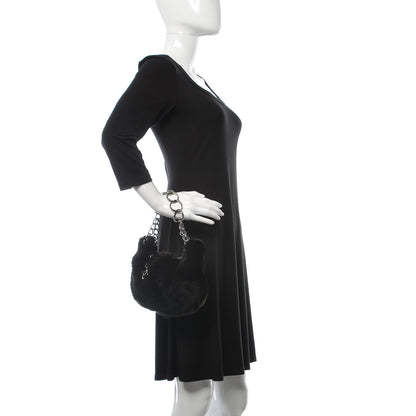 Chanel Lapin Rabbit Fur Shoulder Bag Black 3 of 8